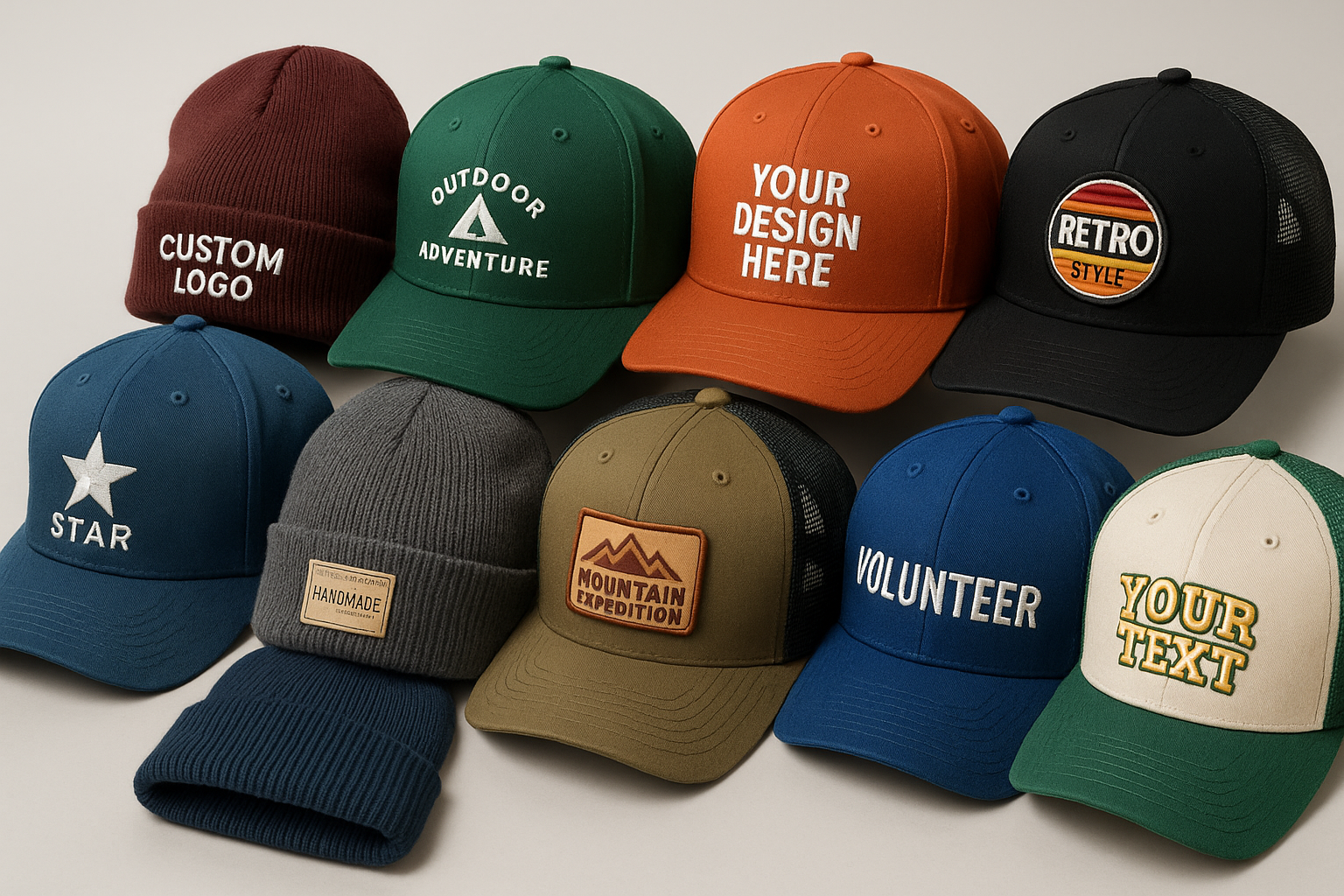 a bunch of custom hats